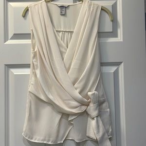 H&M Cream Draped Sleeveless Blouse with Side Knot